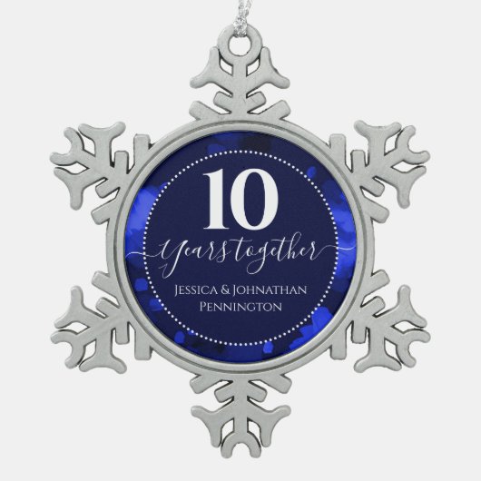 Ornement Flocon De Neige Joyeux 10e anniversaire de Mariage (Devant)