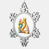 Ornement Flocon De Neige Joyeux 2ème anniversaire (Vue impression)