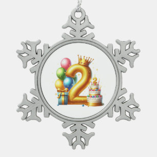 Ornement Flocon De Neige Joyeux 2ème anniversaire
