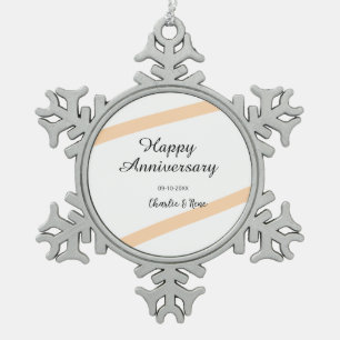 Ornement Flocon De Neige Joyeux anniversaire de mariage lignes pastel orang