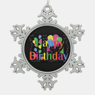 Ornement Flocon De Neige Joyeux Anniversaire, fête d'anniversaire festive,