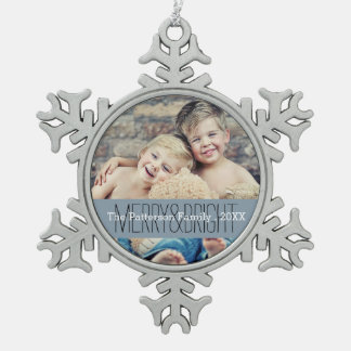 Ornement Flocon De Neige Joyeux & Bright Photo Ornement de la famille de No