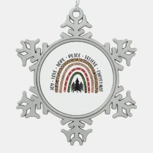 Ornement Flocon De Neige Joyeux cadeau de Noël Amour espoir paix