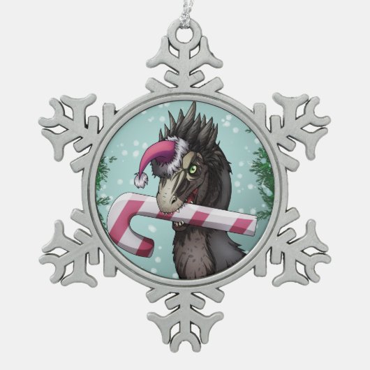 Ornement Flocon De Neige Joyeux dinosaure de Noël (Devant)