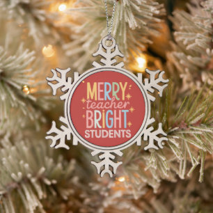 Ornement Flocon De Neige Joyeux Enseignant Brillant Étudiants Noël Drôle Xm