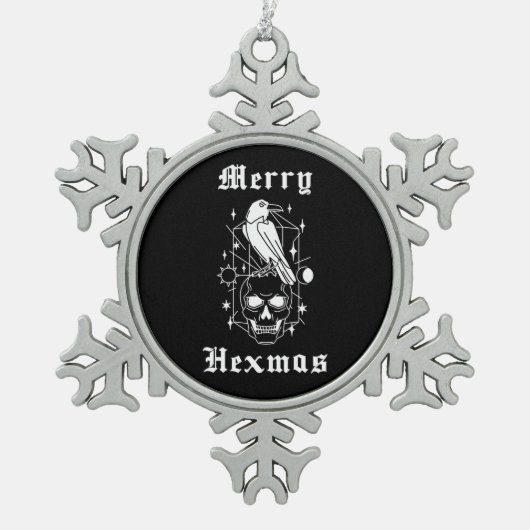 Ornement Flocon De Neige Joyeux Hexmas Sorcier Crâne Éffrayant Witchcraft (Devant)