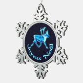 Ornement Flocon De Neige Joyeux Noё l - Caribou bleu (rennes) (Vue impression)