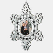 Ornement Flocon De Neige Joyeux Noël à la mode en noir et blanc (Vue impression)