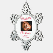 Ornement Flocon De Neige Joyeux Noël ajouter nom de famille photo rouge sim (Vue impression)