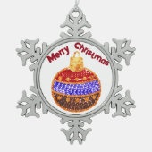 Ornement Flocon De Neige Joyeux Noël - Bauble brillant avec des paillettes (Devant)