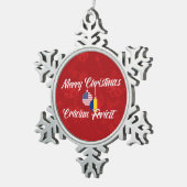 Ornement Flocon De Neige Joyeux Noël bilingue américain roumain (Vue impression)