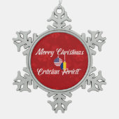 Ornement Flocon De Neige Joyeux Noël bilingue américain roumain (Devant)