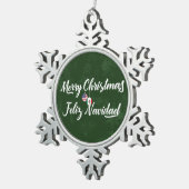 Ornement Flocon De Neige Joyeux Noël bilingue mexicano-américain (Vue impression)