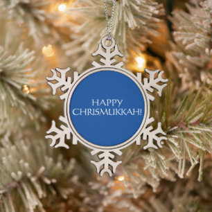 Ornement Flocon De Neige Joyeux Noël bleu juif