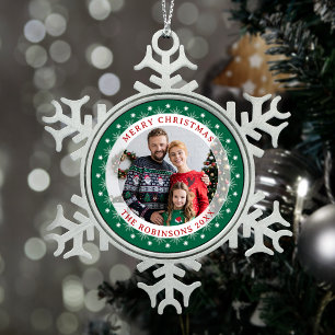 Ornement Flocon De Neige Joyeux Noël Colorful Elegant Photo de famille