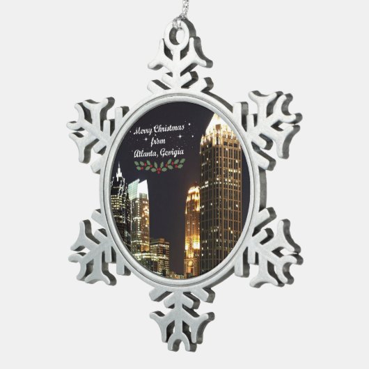 Ornement Flocon De Neige Joyeux Noël d'Atlanta, Géorgie (Vue impression)