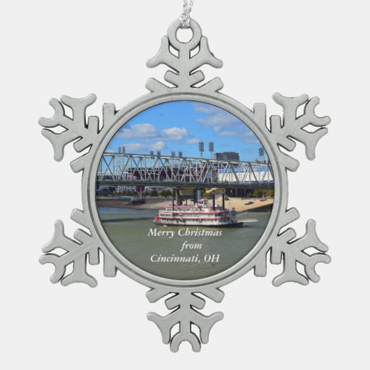 Ornement Flocon De Neige Joyeux Noël de Cincinnati, OH ornement (Devant)