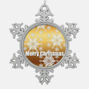 Ornement Flocon De Neige Joyeux Noël d'or Flammes de neige - Ornement