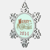 Ornement Flocon De Neige Joyeux Noël Fancy Design de texte (Vue impression)