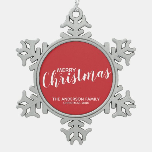 Ornement Flocon De Neige 'Joyeux Noël' Festive Rouge (Devant)