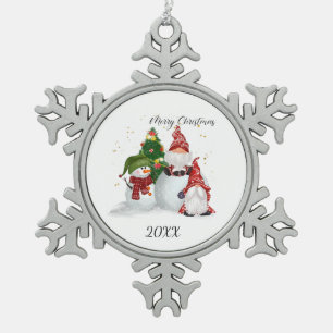 Ornement Flocon De Neige Joyeux Noël Gnomes Bonhomme de neige