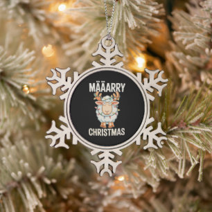 Ornement Flocon De Neige Joyeux Noël Mouton Renne Bois Xmas Lumières