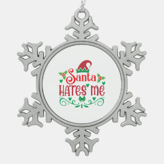 Ornement Flocon De Neige Joyeux Noël Père Noël me déteste
