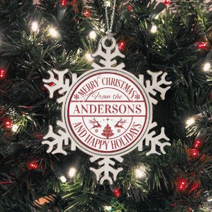Ornement Flocon De Neige Joyeux Noël personnalisé Nom de famille traditionn