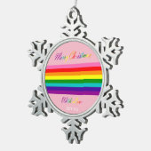Ornement Flocon De Neige Joyeux Noël Rainbow Flag LGBT Ajouter un nom (Vue impression)