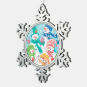 Ornement Flocon De Neige Joyeux Noël rétro Snowman (Vue impression)