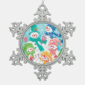 Ornement Flocon De Neige Joyeux Noël rétro Snowman (Devant)