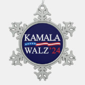Ornement Flocon De Neige Kamala Harris Walz 2024 Évidemment bleu (Devant)