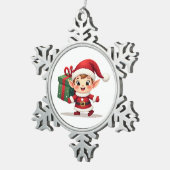 Ornement Flocon De Neige Kawaii Santa's Elf Helper Ornament (Vue impression)