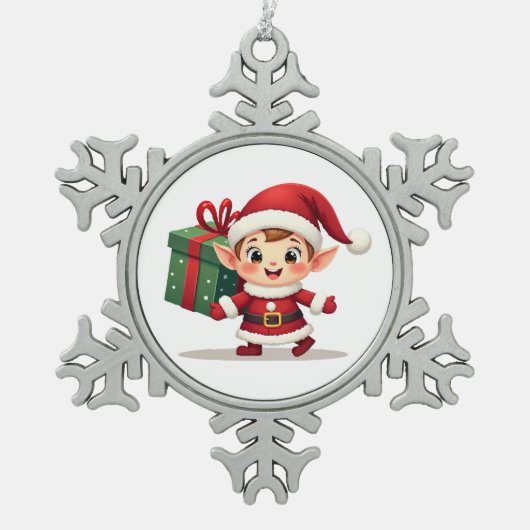 Ornement Flocon De Neige Kawaii Santa's Elf Helper Ornament (Devant)