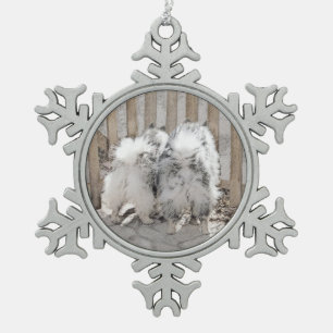 Ornement Flocon De Neige Keeshonds at the Gate Painting - Original Dog Art