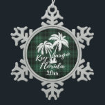 Ornement Flocon De Neige Key Largo Beach Floride Palm Green Plaid<br><div class="desc">Clé Largo Beach Floride Palmier Vert Plaid Ornement de Noël</div>