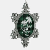 Ornement Flocon De Neige Key West Beach Floride Palm Green Plaid (Gauche)