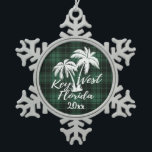 Ornement Flocon De Neige Key West Beach Floride Palm Green Plaid<br><div class="desc">Key West Beach Florida Palm Tree Green Plaid Christmas Ornement</div>
