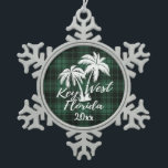 Ornement Flocon De Neige Key West Beach Floride Palm Green Plaid<br><div class="desc">Key West Beach Florida Palm Tree Green Plaid Christmas Ornement</div>