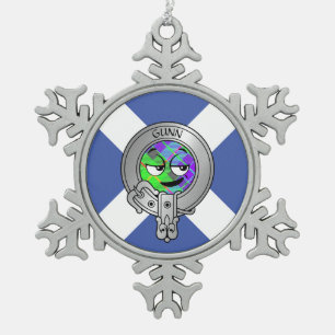 Ornement Flocon De Neige Kids Clan Gunn Crest & Tartan sur Saltire Snowflak