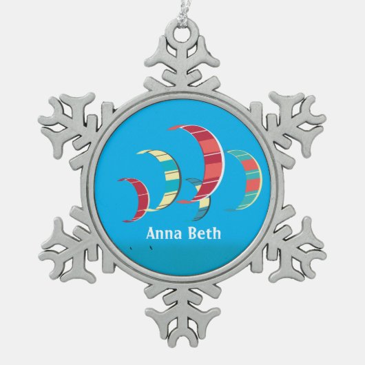 Ornement Flocon De Neige Kite Surfing Snowflake Pewer Noël Ornament (Devant)