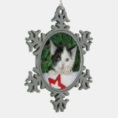 Ornement Flocon De Neige Kitten en rouge Santa Claus Boot Stocking (Gauche)