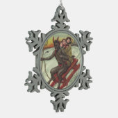 Ornement Flocon De Neige Krampus Enlèvement D'Enfants Sur Toboggan (Gauche)