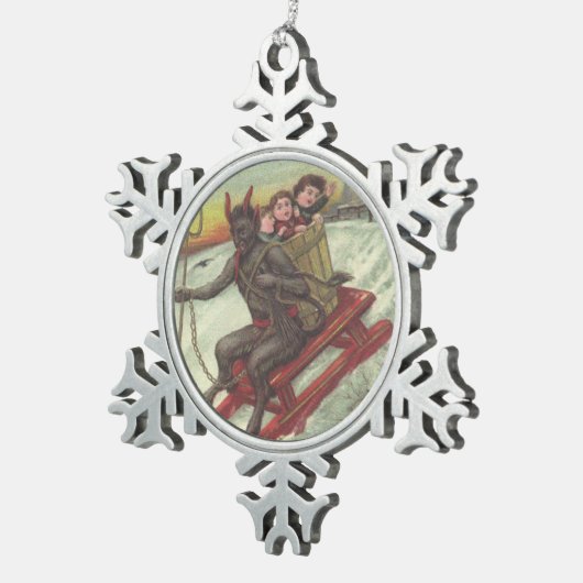 Ornement Flocon De Neige Krampus Enlèvement D'Enfants Sur Toboggan (Vue impression)