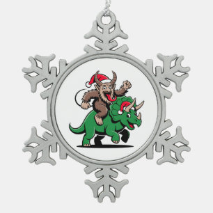 Ornement Flocon De Neige Krampus Monter Un Dinosaure Père Noël Mal De Noël