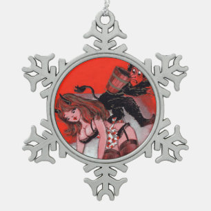 Ornement Flocon De Neige La beauté et le Krampus Noël Vintage Noël