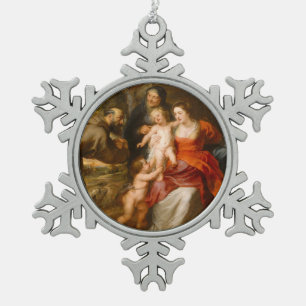 Ornement Flocon De Neige La famille sainte avec des saints