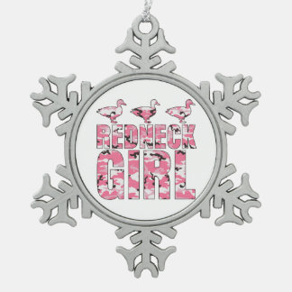 Ornement Flocon De Neige La fille de plouc penche l'ornement rose de Noël