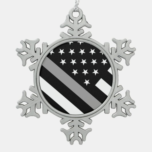 Ornement Flocon De Neige La ligne argentée mince drapeau (Devant)