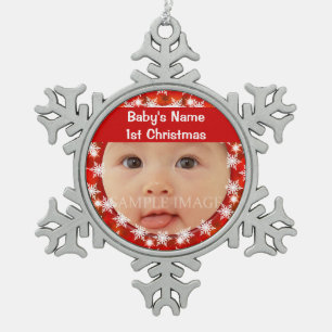 Ornement Flocon De Neige La première photo de Noël du bébé personnalise